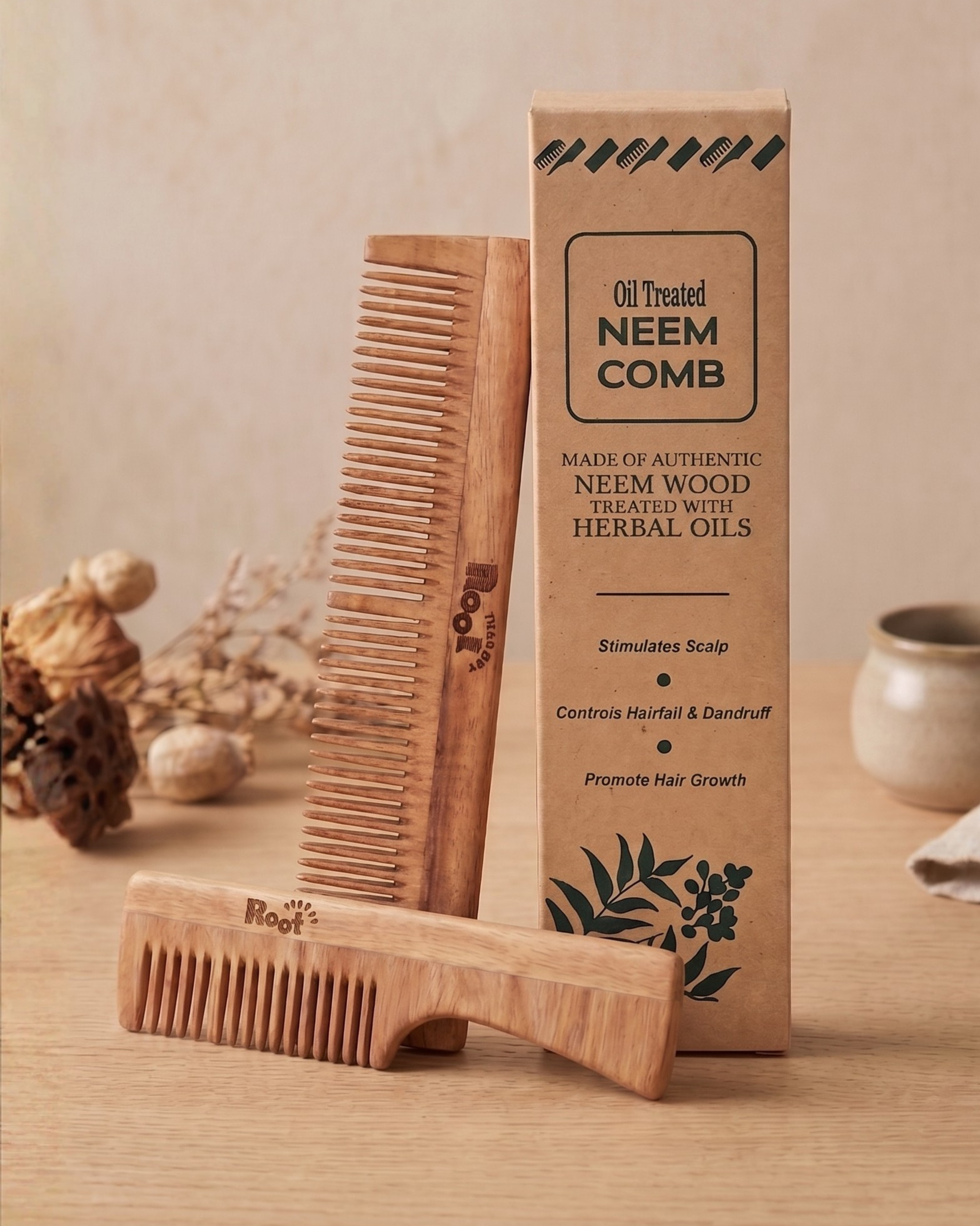 Neem Wood Comb | Handmade Anti-Static Wooden Hair Comb